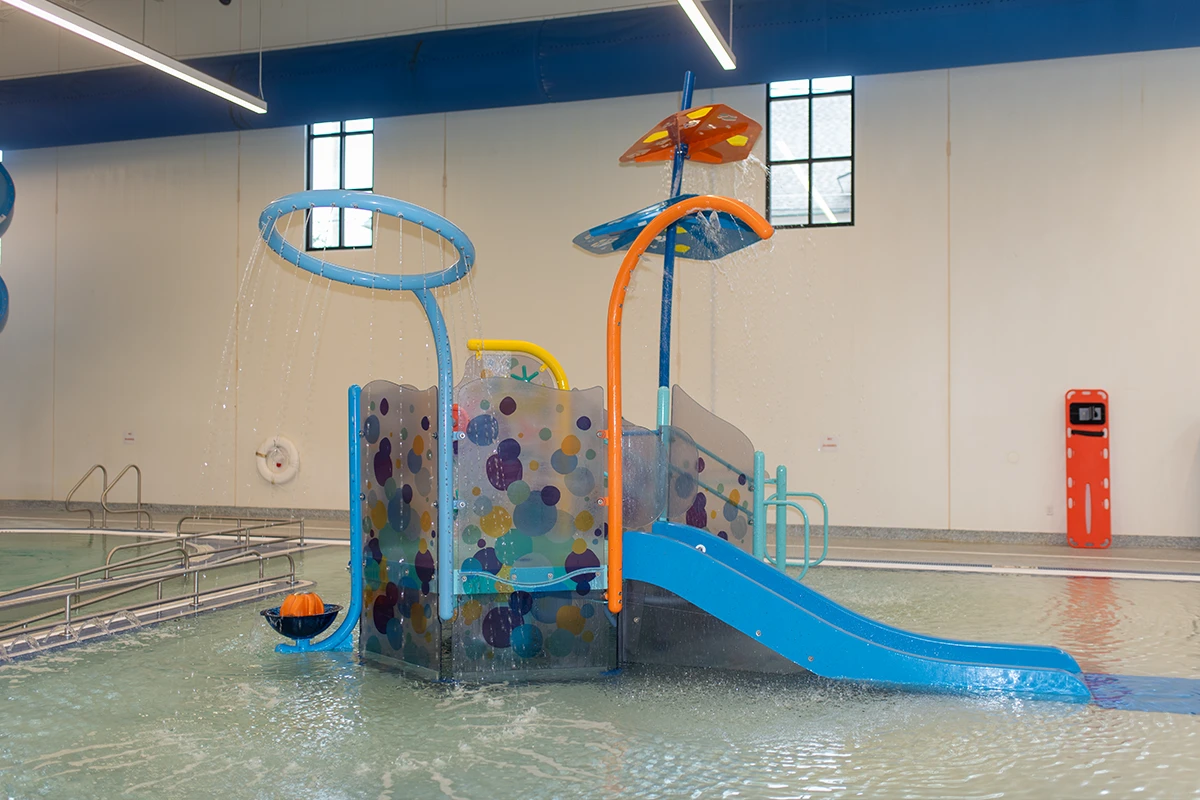 Aquatics center splash pad